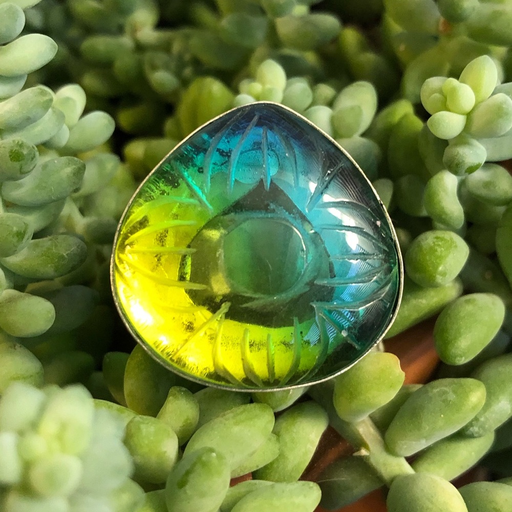 Carved Multicolor Tourmaline Ring